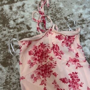 Lulu's Pink Floral Midi Dress